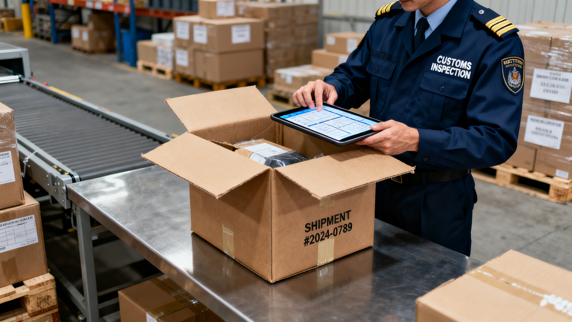 세관 물품 검사 현장 – 수입신고 내용과 실제 화물을 대조 확인하는 단계