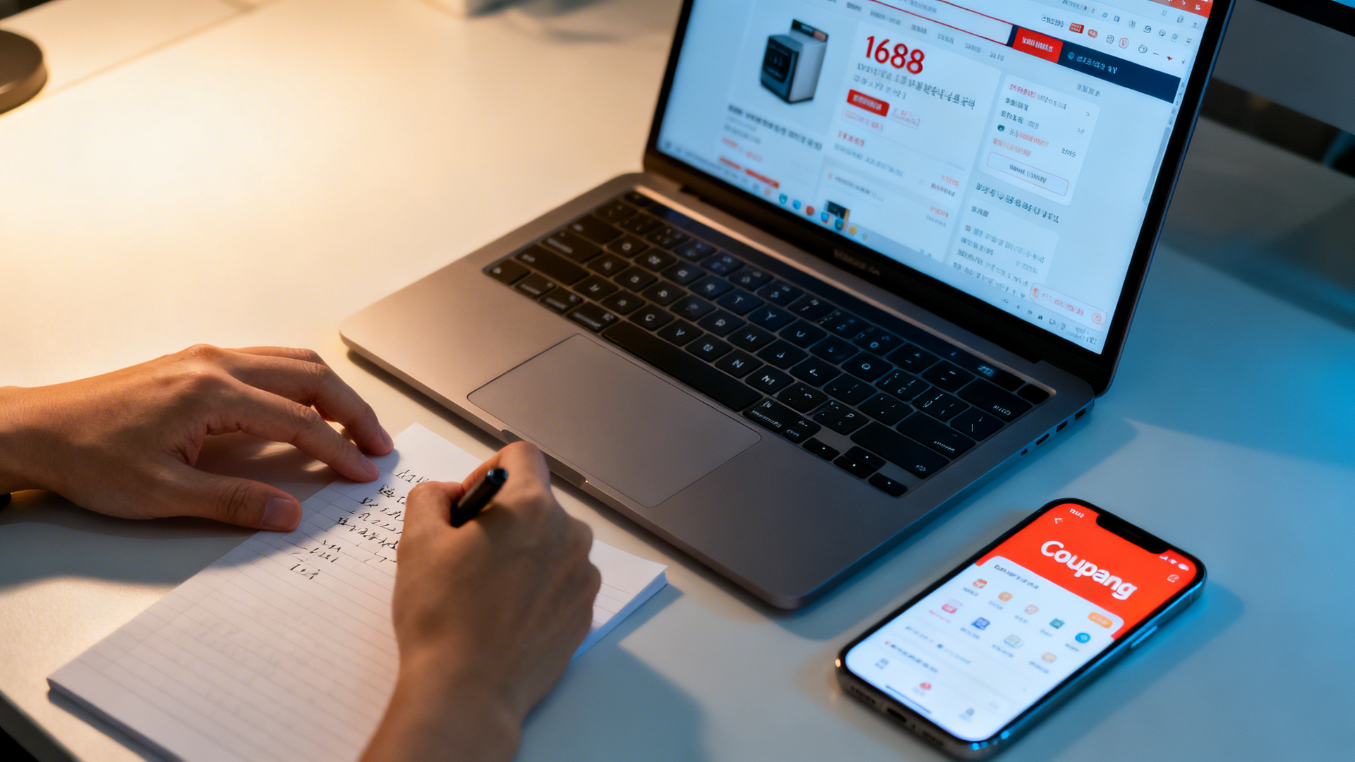 쿠팡 수요 데이터와 1688 공급가를 동시에 비교해 아이템을 검증하는 장면